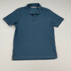 TravisMathew Mens‎ Blue Heathered Pima Cotton Blend Short Sleeve Polo Shirt M
